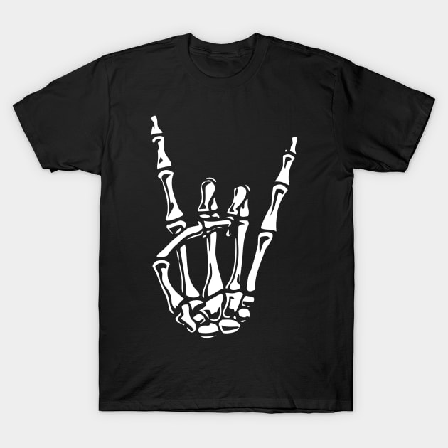 Rock On Skeleton Hand T-Shirt by Ramateeshop